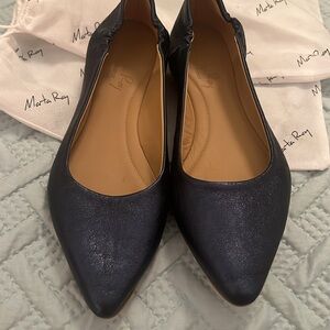 Navy Blue Pointed-Toe Ballet Flats